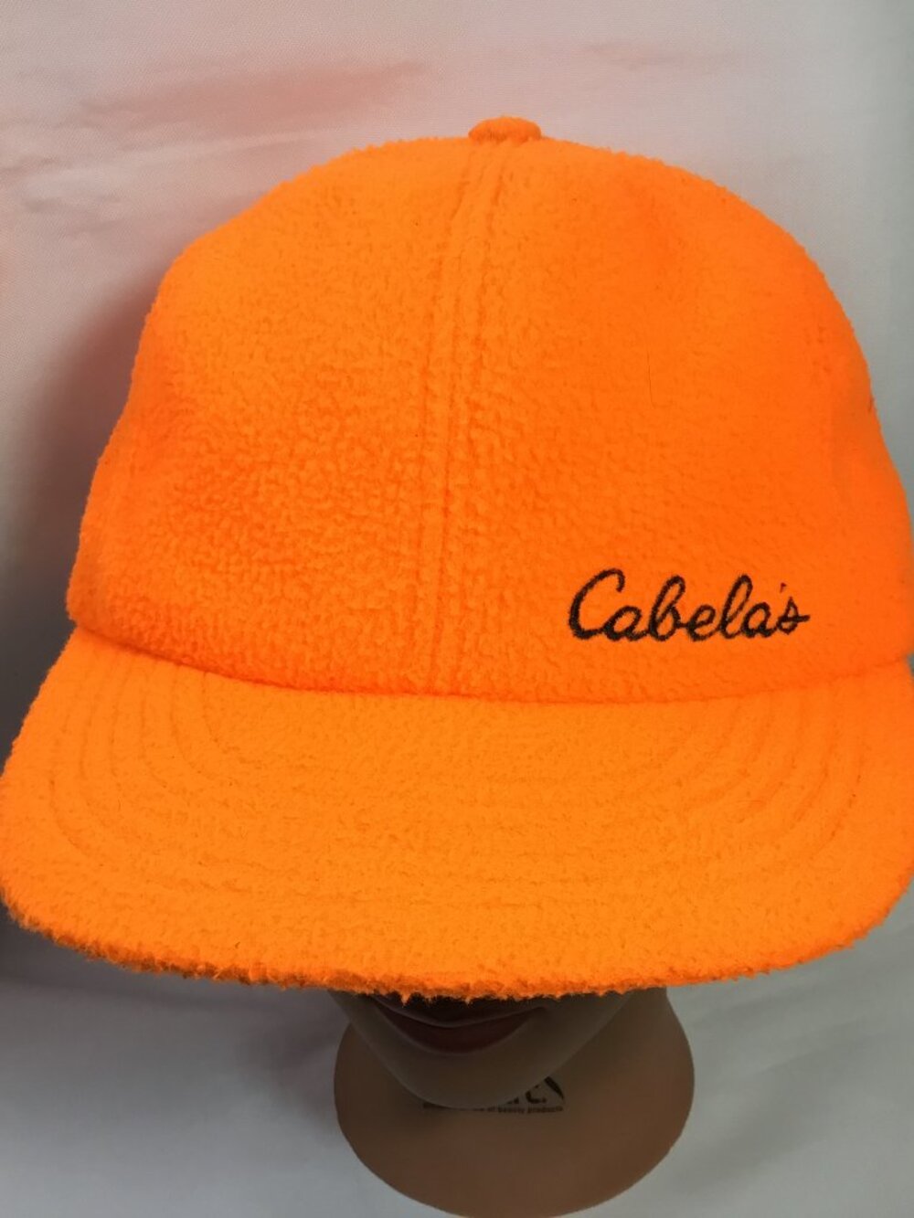 Vintage Cabelas Trapper Hat Cap Size Large Blaze Orange Ear Flaps Made USA 90s